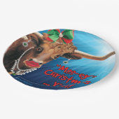 Weihnachtskuh-Teller Pappteller (Schrägansicht)