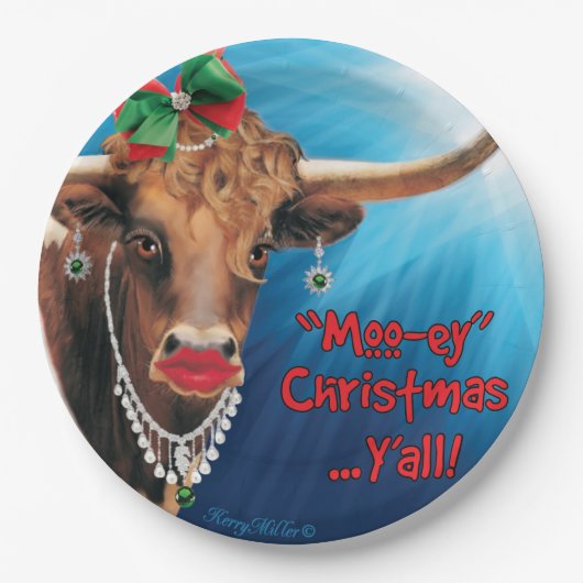 Weihnachtskuh-Teller Pappteller (Vorderseite)