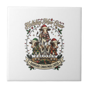 Weihnachtskuh Trio Vintage Scheune Feiertags-Shirt Fliese