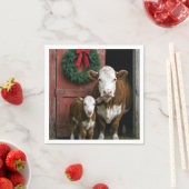 Weihnachtskuh und Kalb Hereford Serviette (Beispiel)
