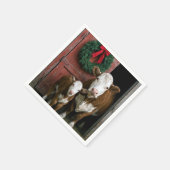 Weihnachtskuh und Kalb Hereford Serviette (Ecke)