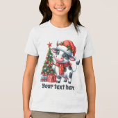 Weihnachtskuh unisex fügen Text Tri-Blend Shirt (Vorderseite)