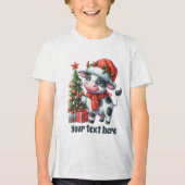Weihnachtskuh unisex fügen Text Tri-Blend Shirt (Vorderseite)