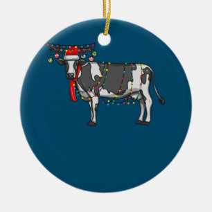 Weihnachtskuh Urlaubslichter Mit Geweih Und Orna Keramik Ornament