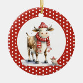 Weihnachtskuh-Wortspiel  Keramik Ornament (Vorne)