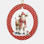 Weihnachtskuh-Wortspiel  Keramik Ornament (Links)
