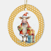 Weihnachtskuh-Wortspiel Keramik Ornament (Links)