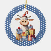 Weihnachtskuh-Wortspiel Keramik Ornament (Vorne)