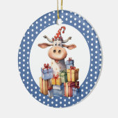 Weihnachtskuh-Wortspiel Keramik Ornament (Links)