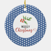 Weihnachtskuh-Wortspiel Keramik Ornament (Hinten)