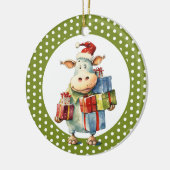 Weihnachtskuh-Wortspiel Keramik Ornament (Links)