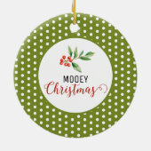 Weihnachtskuh-Wortspiel Keramik Ornament (Hinten)