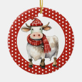 Weihnachtskuh-Wortspiel Keramik Ornament (Vorne)