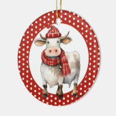 Weihnachtskuh-Wortspiel Keramik Ornament (Links)