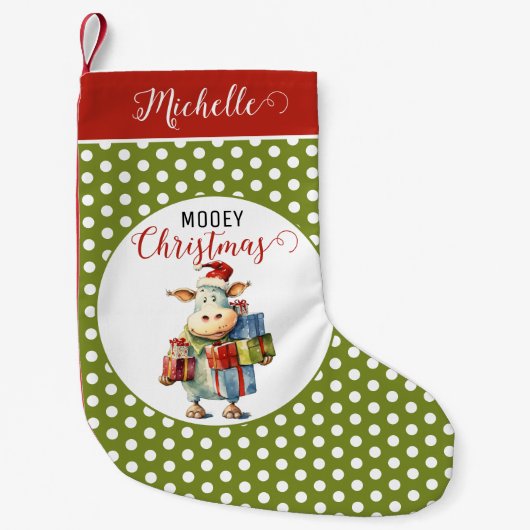 Weihnachtskuh-Wortspiel Kleiner Weihnachtsstrumpf (Vorderseite)