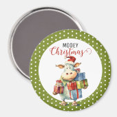Weihnachtskuh-Wortspiel Magnet (Vorderseite/Rückseite)