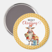 Weihnachtskuh-Wortspiel Magnet (Vorderseite/Rückseite)