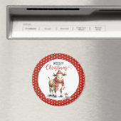 Weihnachtskuh-Wortspiel  Magnet (In Situ (Geschirrspüler))