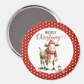 Weihnachtskuh-Wortspiel  Magnet (Vorderseite/Rückseite)