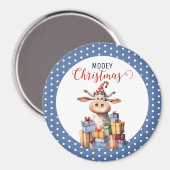 Weihnachtskuh-Wortspiel  Magnet (Vorderseite/Rückseite)