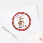 Weihnachtskuh-Wortspiel Runder Aufkleber (Umschlag)