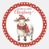 Weihnachtskuh-Wortspiel Runder Aufkleber (Vorderseite)