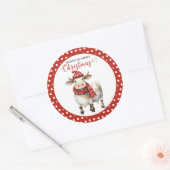 Weihnachtskuh-Wortspiel Runder Aufkleber (Umschlag)