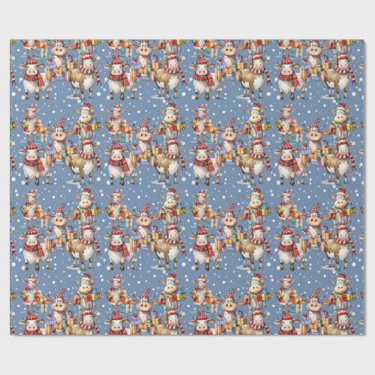 Weihnachtskuh Wrapping Papier Geschenkpapier (Flach)