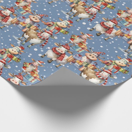 Weihnachtskuh Wrapping Papier Geschenkpapier (Ecke)