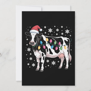 Weihnachtskuh Xmas Lichter Santa Hut Farm Feiertag Feiertagskarte