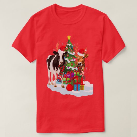 Weihnachtskuh Xmas Tree Funny T-Shirt (Design vorne)