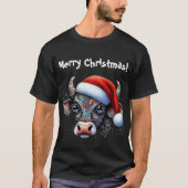 Weihnachtskuhbull mit Weihnachtsmannmütze mexikani T-Shirt (Vorderseite)