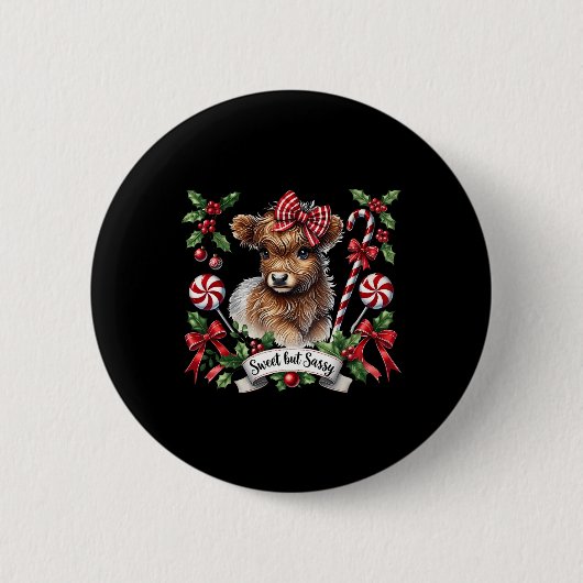 Weihnachtskühe Candy Canes Vintag Heifer Button (Vorderseite)