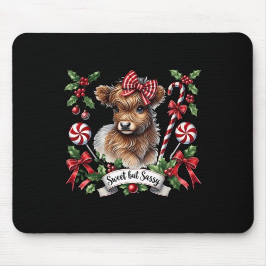 Weihnachtskühe Candy Canes Vintag Heifer Mousepad (Vorne)
