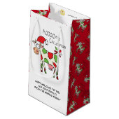 Weihnachtskühe Cartoon Kinder Kleine Geschenktüte (Rückseite Schrägansicht)