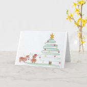 Weihnachtskühe, die Baumarten schmücken Karte (Gelbe Blume)