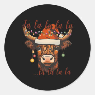 Weihnachtskühe Falala Xmas Heifer Cowgir Runder Aufkleber