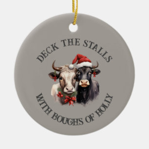 Weihnachtskühe Farmhaus Land Rustikal Keramik Ornament