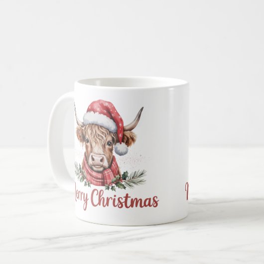 Weihnachtskühe | Feierlicher Feiertagskaffee Kaffeetasse (Vorderseite Links)