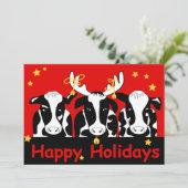 Weihnachtskühe flache Weihnachtskarte Feiertagskarte (Stehend Vorderseite)