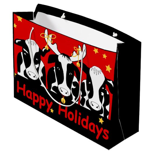 Weihnachtskühe Große Geschenktüte (Rückseite Schrägansicht)