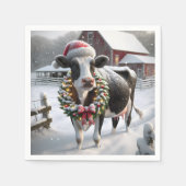 Weihnachtskühe in Barnyard Serviette (Vorderseite)