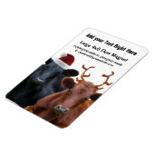 Weihnachtskühe in Weihnachtsmannmütze und Antler Magnet (Linke Seite)