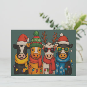 Weihnachtskühe Lover Bauernhof Santa Highland Feiertagskarte