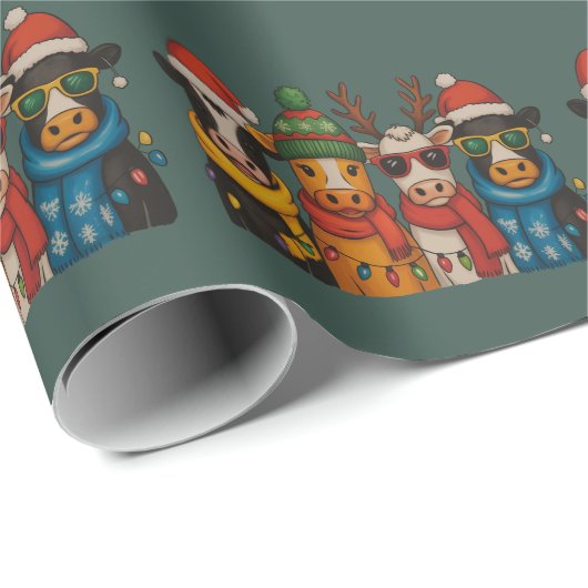 Weihnachtskühe Lover Bauernhof Santa Highland Geschenkpapier (Rolleneckpunkt)