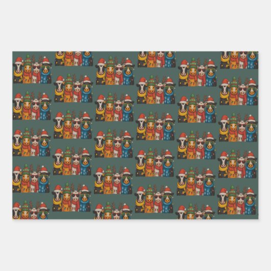 Weihnachtskühe Lover Bauernhof Santa Highland Geschenkpapier Set (Vorderseite)
