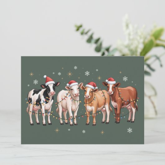 Weihnachtskühe Lover Geschenk Funny Holiday Farm Feiertagskarte (Stehend Vorderseite)