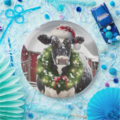 Weihnachtskühe mit einem Kranz Pappteller (Party)