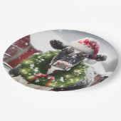 Weihnachtskühe mit einem Kranz Pappteller (Schrägansicht)
