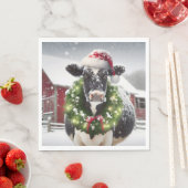 Weihnachtskühe mit einem Kranz Serviette (Beispiel)